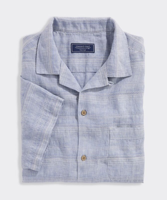 Havana Stripe Linen Short-Sleeve Cabana ShirtHavana Stripe Linen Short-Sleeve Cabana Shirt - Image 4
