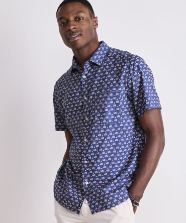 Flags & Stars Cotton Madras Short-Sleeve ShirtFlags & Stars Cotton Madras Short-Sleeve Shirt