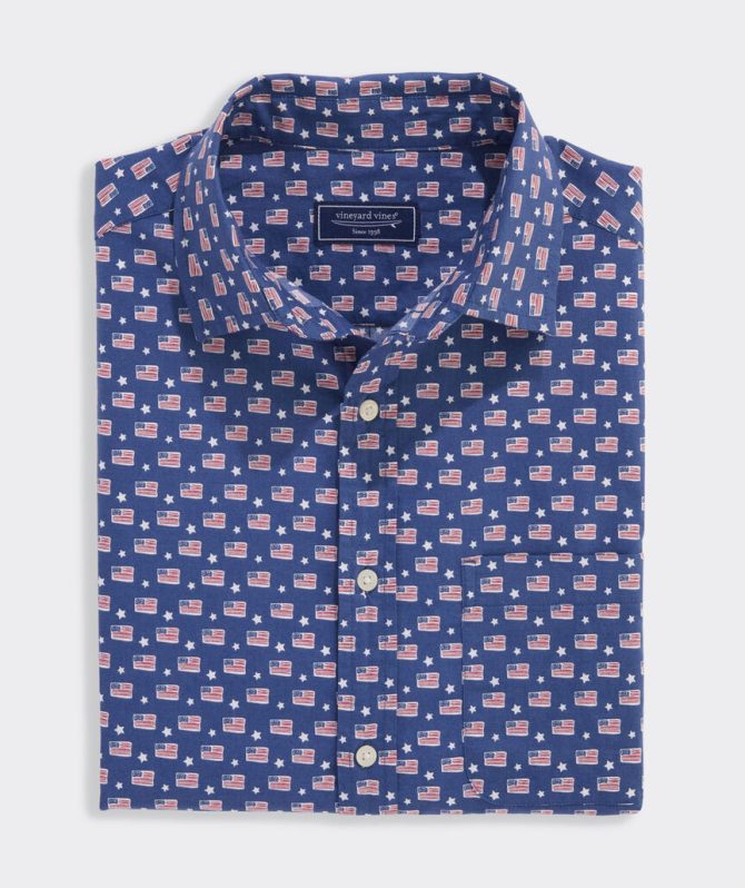 Flags & Stars Cotton Madras Short-Sleeve ShirtFlags & Stars Cotton Madras Short-Sleeve Shirt - Image 5
