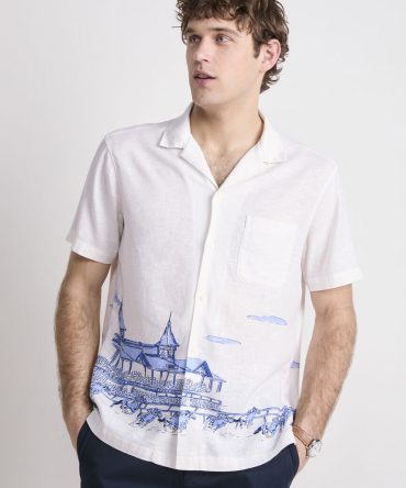 Kentucky Derby Scenic Print Short-Sleeve Cabana ShirtKentucky Derby Scenic Print Short-Sleeve Cabana Shirt