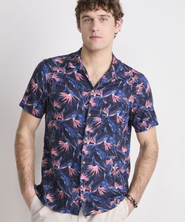Birds of Paradise Linen Blend Short-Sleeve Cabana ShirtBirds of Paradise Linen Blend Short-Sleeve Cabana Shirt
