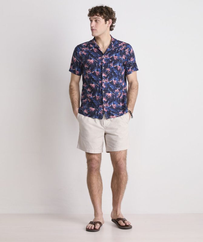 Birds of Paradise Linen Blend Short-Sleeve Cabana ShirtBirds of Paradise Linen Blend Short-Sleeve Cabana Shirt - Image 5