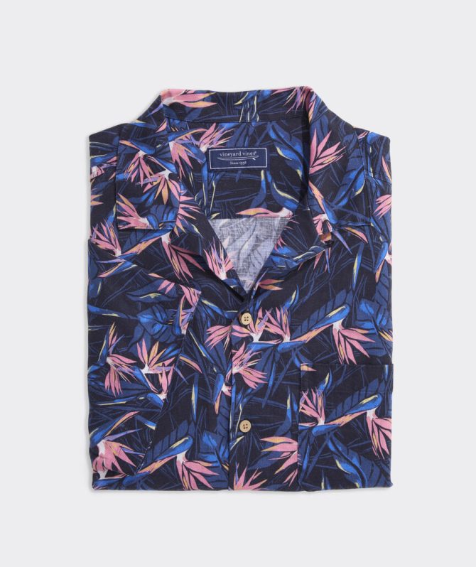Birds of Paradise Linen Blend Short-Sleeve Cabana ShirtBirds of Paradise Linen Blend Short-Sleeve Cabana Shirt - Image 4
