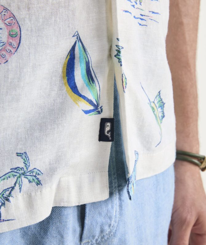 Gasparilla Icons Linen Blend Short-Sleeve ShirtGasparilla Icons Linen Blend Short-Sleeve Shirt - Image 7