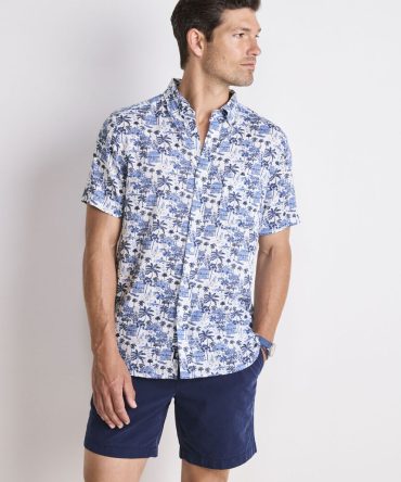 Gasparilla Scene Linen Blend Short-Sleeve ShirtGasparilla Scene Linen Blend Short-Sleeve Shirt