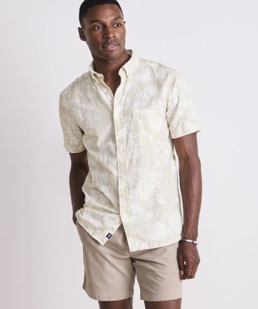 Floral Cotton Linen Short-Sleeve ShirtFloral Cotton Linen Short-Sleeve Shirt
