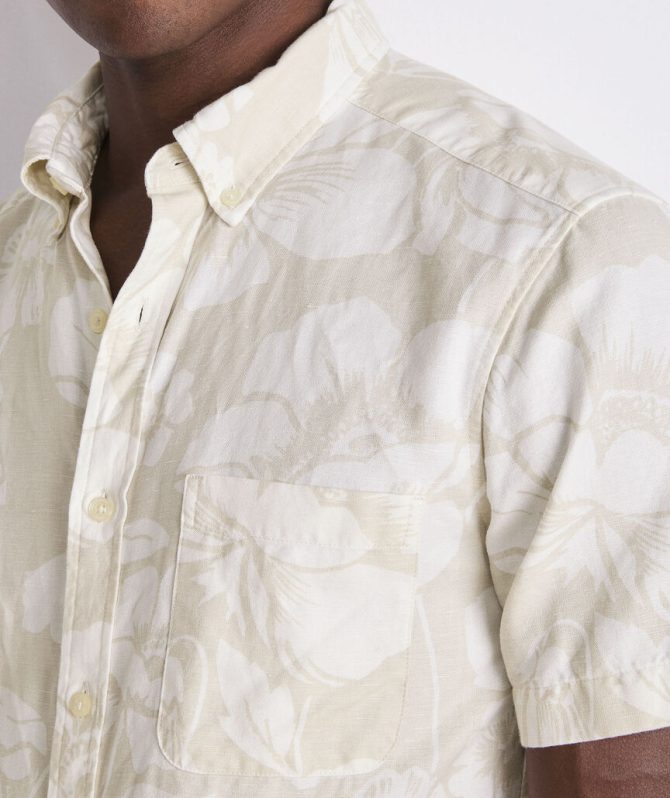 Floral Cotton Linen Short-Sleeve ShirtFloral Cotton Linen Short-Sleeve Shirt - Image 6