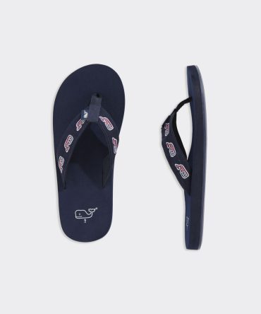 Embroidered Flag Whale Foam Flip FlopsEmbroidered Flag Whale Foam Flip Flops