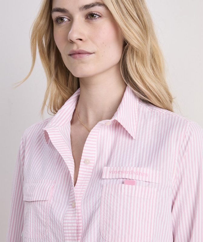 Harbor Seersucker Shirt Cover-UpHarbor Seersucker Shirt Cover-Up - Image 5