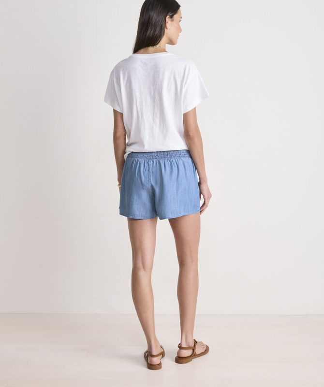 Nori Chambray Smocked ShortsNori Chambray Smocked Shorts - Image 5