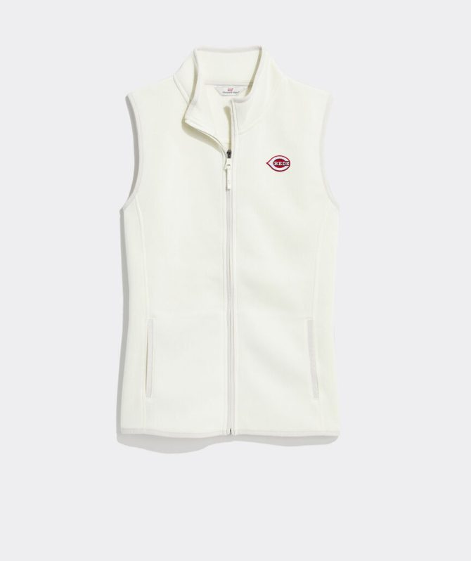 Women's Cincinnati Reds Mountain Sweater Fleece VestWomen's Cincinnati Reds Mountain Sweater Fleece Vest - Image 2